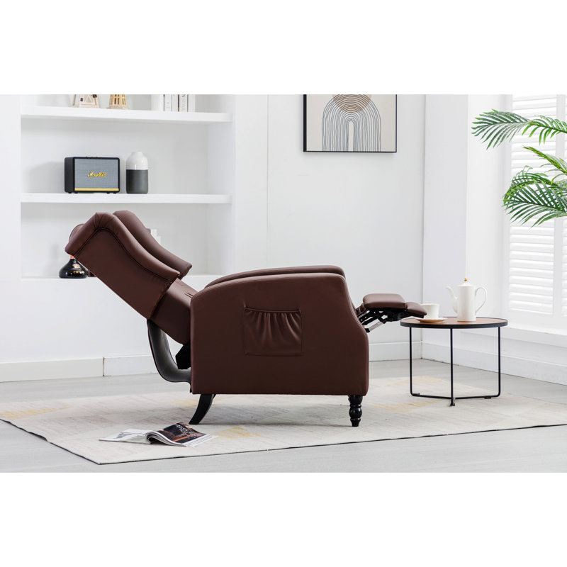 Fauteuil à oreilles / fauteuil inclinable de 26,77 po de large Verl, Similicuir brun