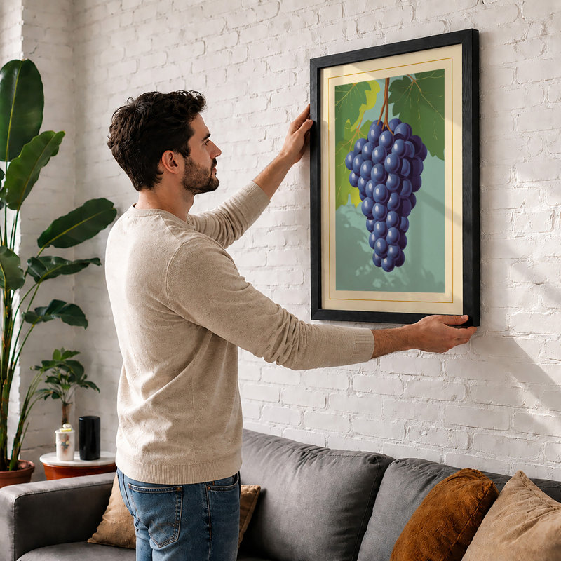 Grapes Botanical - Print, Walnut, A4 - 29.7 x 21.0 cm
