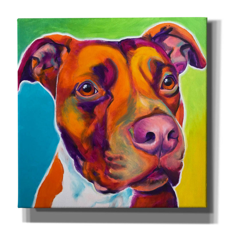 «Pit Bull - Red» par Dawg Painter, H 37 po x l 37 po x P 1,5 po