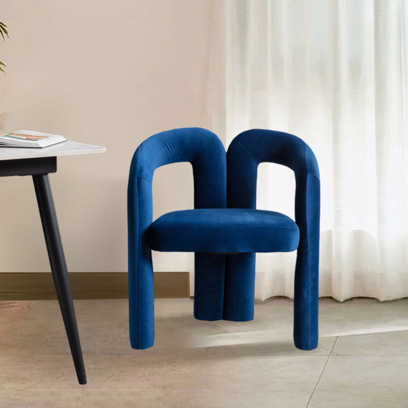 Fauteuil Diomiro de 25,2 po de largeur en velours, Velours bleu marine
