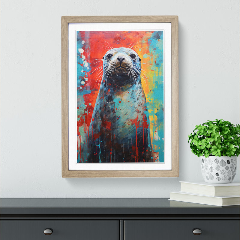 Seal Abstract No.2 - Framed Print, Oak Framed, 34cm H x 25cm W x 2cm D
