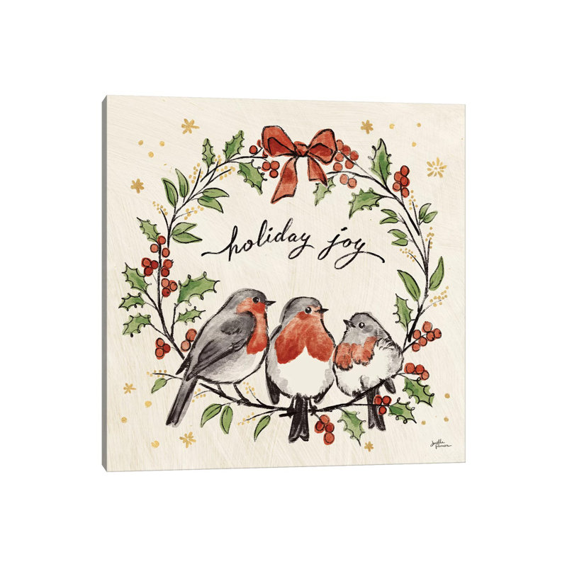 Christmas Lovebirds IV 1 Piece Wrapped Canvas Wall Art, 45.72 cm H x 45.72 cm W x 1.91 cm D