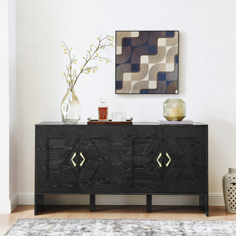 Buffet 60 po Mid Century Modern, Noir