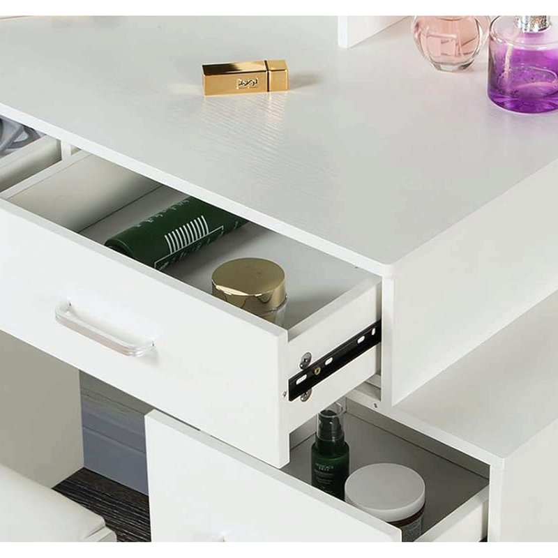 Coiffeuse réglable blanche avec 5 tiroirs