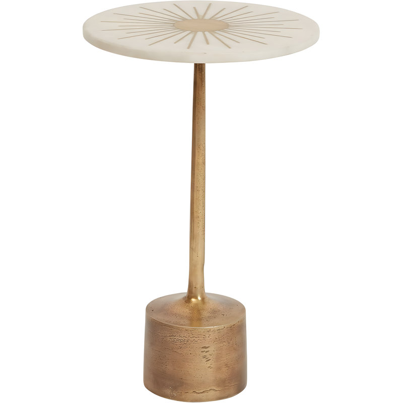 Table d'appoint Sunburst avec base à piédestal, table d'appoint ronde Martini pour le salon, le canapé ou la chaise
