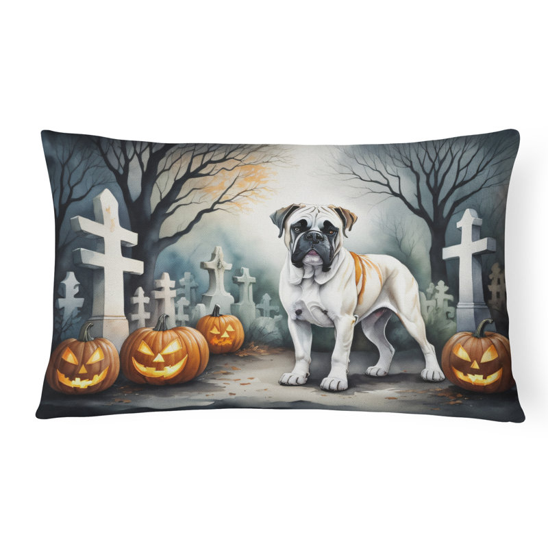Boxer Spooky Halloween Fabric Decorative Pillow