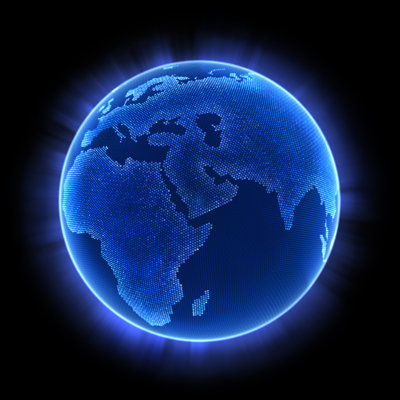 Earth with Blue Lighting by Enot-Poloskun