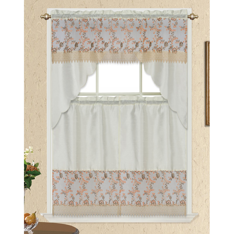 Tamber Swag Kitchen Curtain, Beige/Orange/Brown