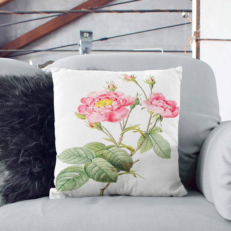 Floral Square Cushion, Stone, 55cm H x 55cm W x 20cm D