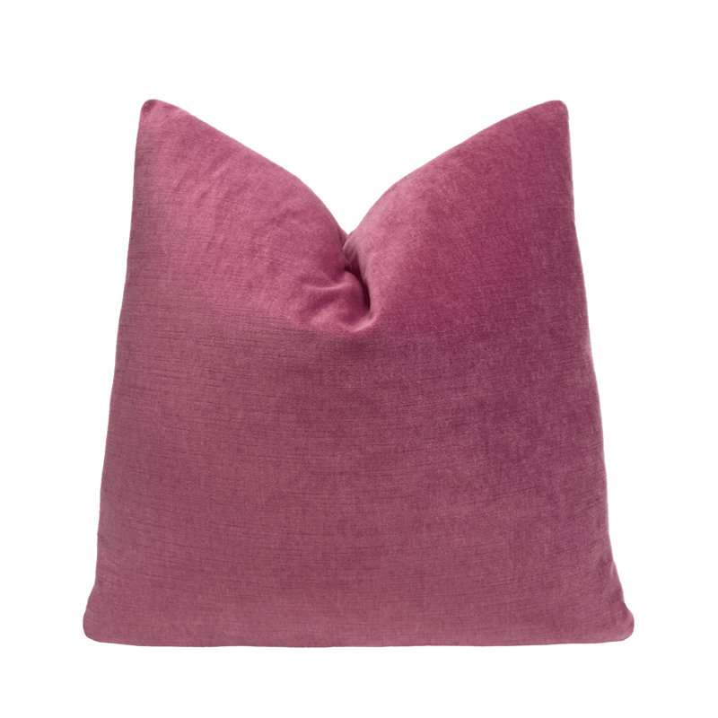 Housse de coussin en velours uni, Rose, H 20 po x l 20 po