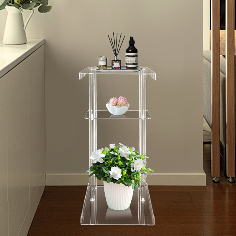 Support pour plante d'angle en acrylique transparent à 3 niveaux