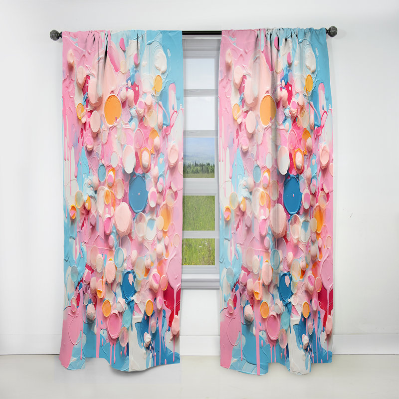 Fusion Bowod Melodic numérique rose I - Rideau moderne - Velours obscurcissant - 1 panneau, L 52 po x L 90 po
