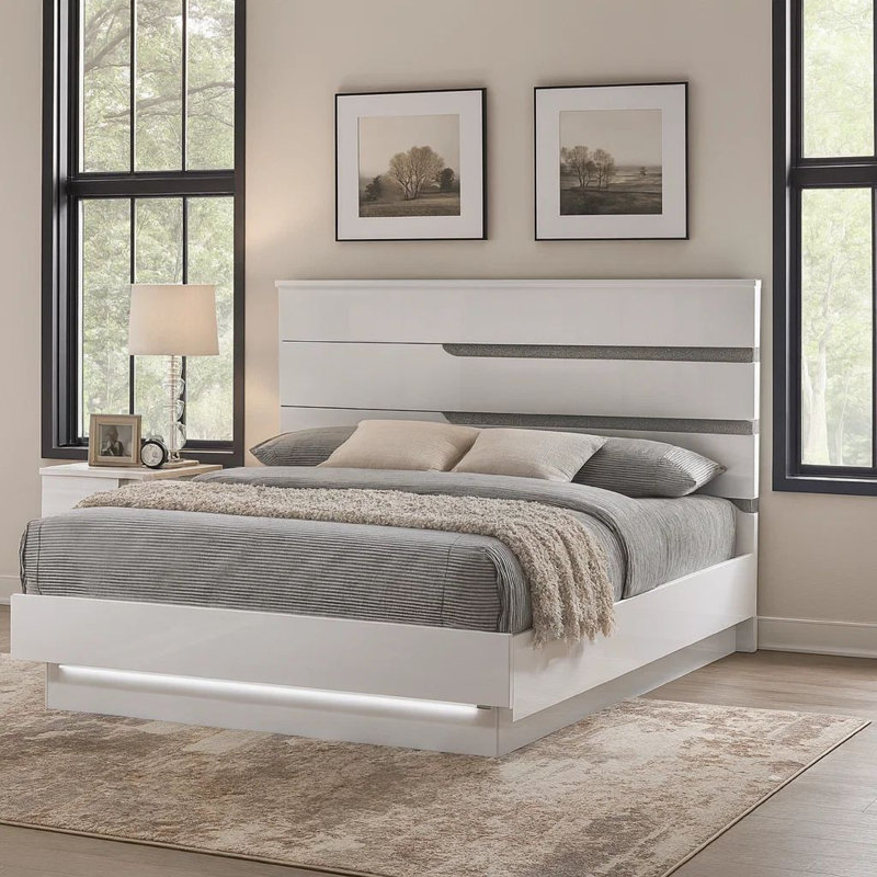 Lit plateforme tapissier Saihan, Grand