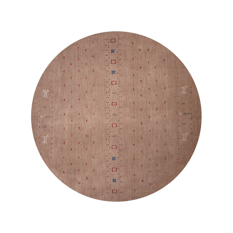 Manns Hand Knotted Loom Wool Eco-Friendly Area Rugs - Round, Light Brown, Contemporary Modern Design, High Pile Thick Handmade Anti Skid Area Rugs for Living Room, Bed Room