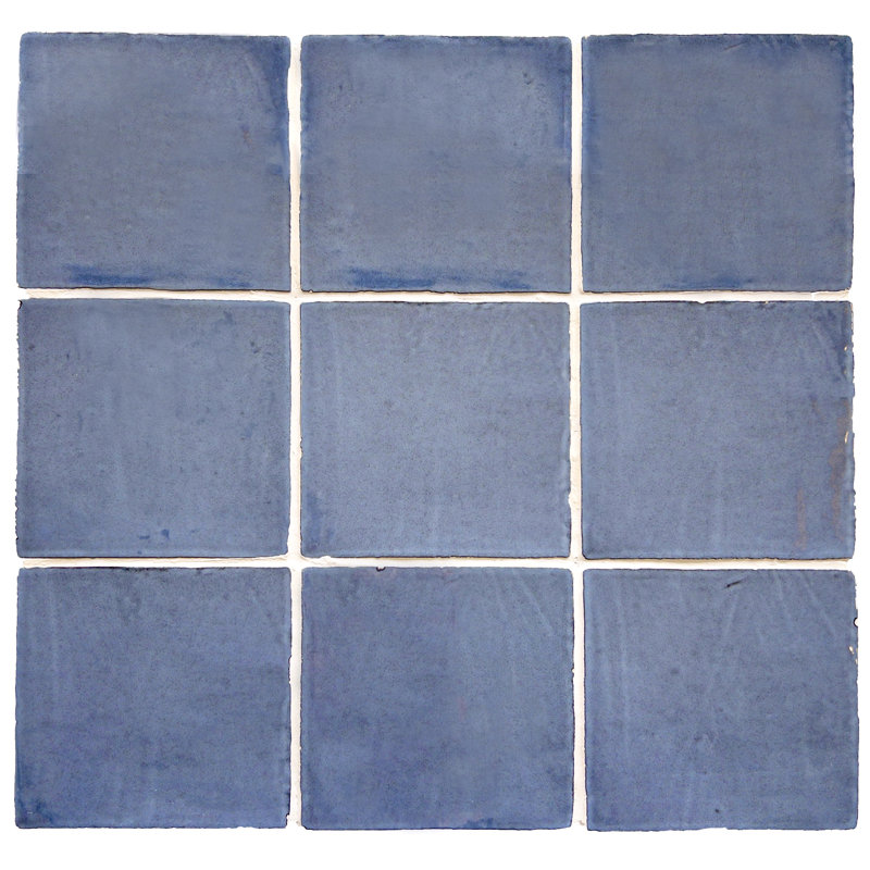 Harper 5" x 5" Beveled Ceramic Tile, Blue