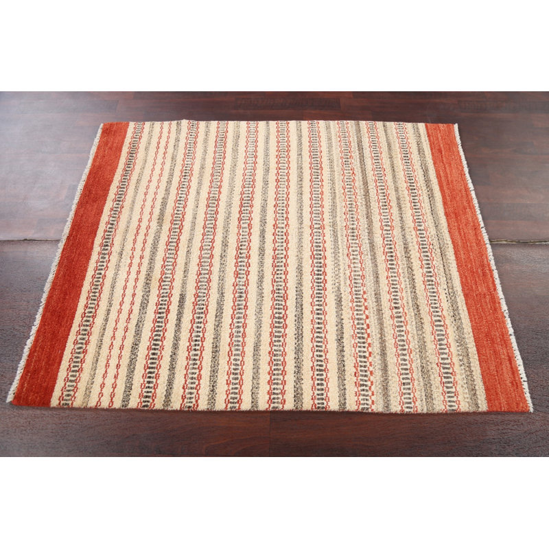 Tapis oriental rayé Gabbeh 4 x 6