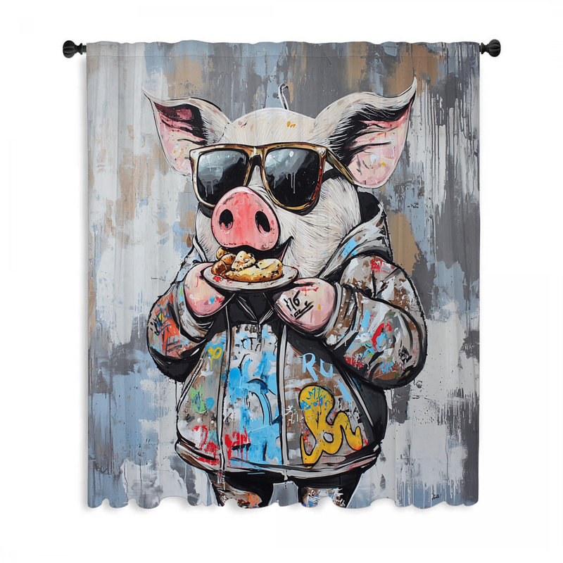 Rideaux de fenêtre Urban Pig, L 50 po x L 96 po