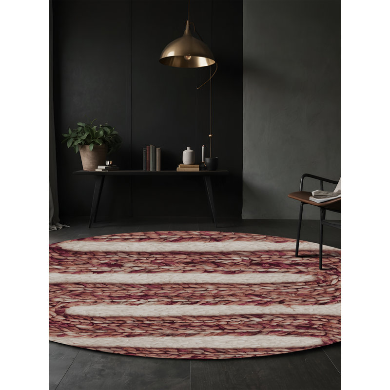 Tapis brun soyeux et moelleux, Rond 8 pi