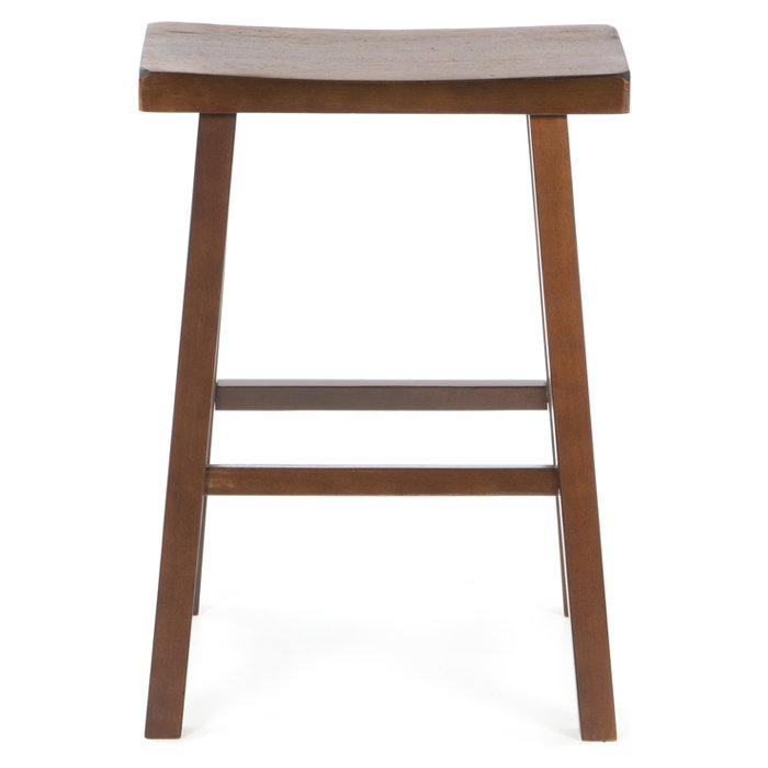 Walnut Saddle Style Backless Wood Counter Stool