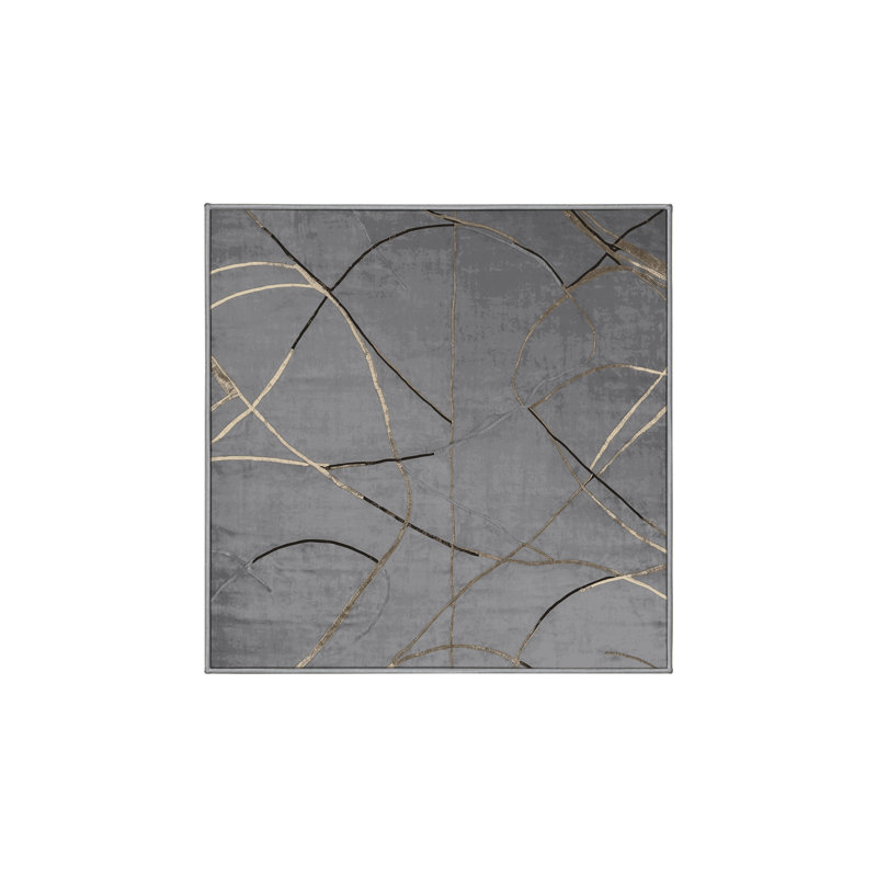 Tapis gris lavable à la machine, Carré 8 pi