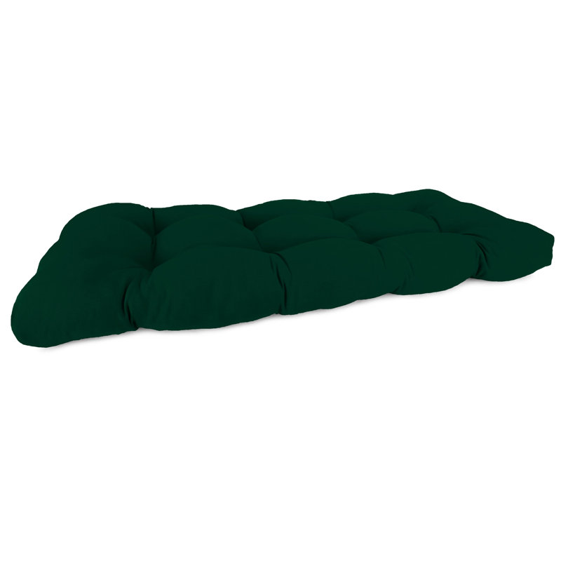 Sunbrella 44" x 18" Contoured Outdoor Wicker Bench Cushion, Forest Green