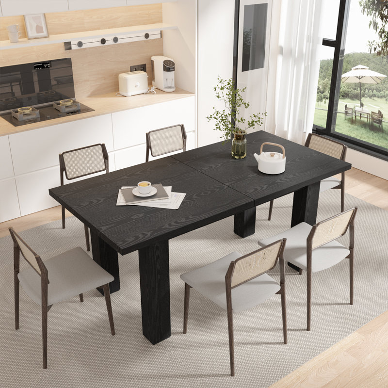 Rectangular Extendable Dining Table, Black