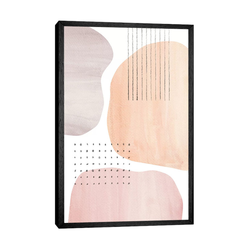 Neutral Pastel Tone Abstract Shapes by Whales Way - Print on Canvas, Black Framed, 66.04cm H x 45.72cm W x 3.81cm D