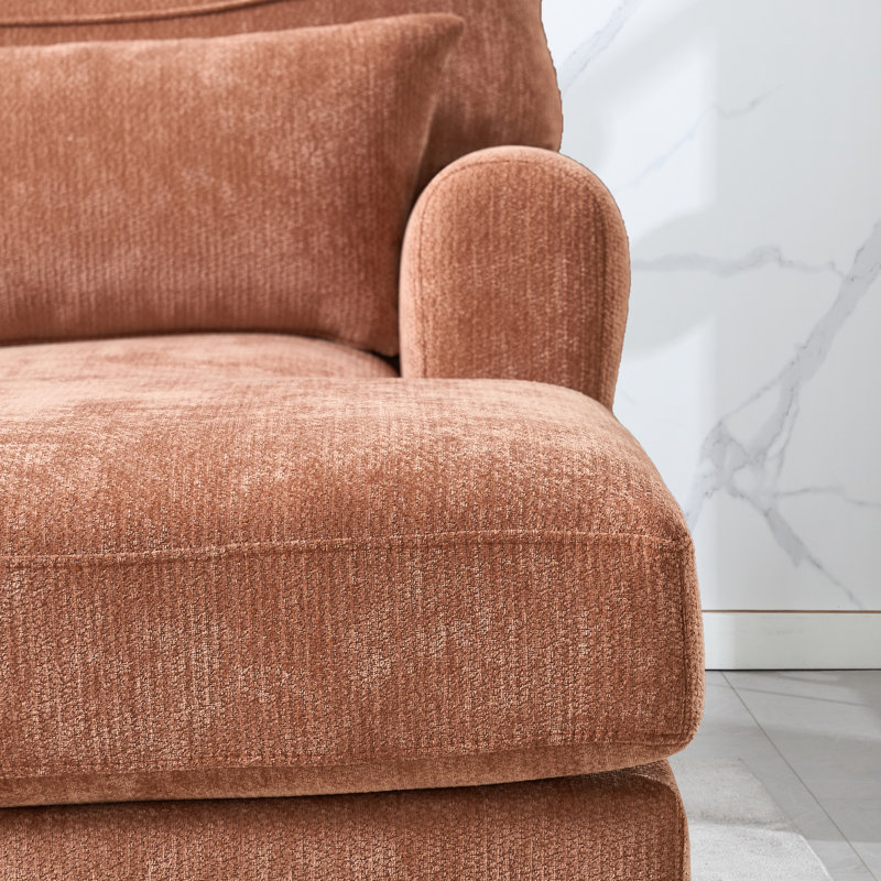 Chaise longue rembourrée L 51,55 po, Orange