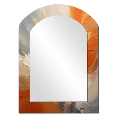 Golden Orange Surge - Abstract Arch Decorative Mirror On Metal