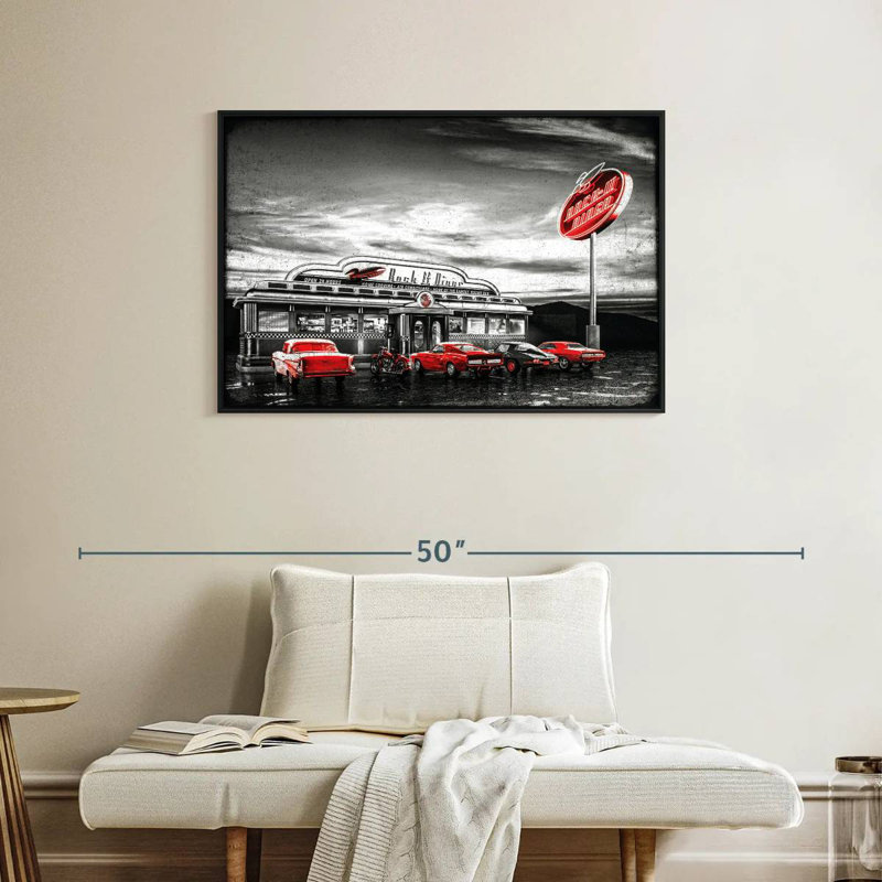 American Diner Pop, Cadre flottant noir, 37 po x 25 po
