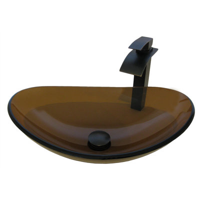Lavabo de salle de bain ovale en verre avec robinet babbuccia