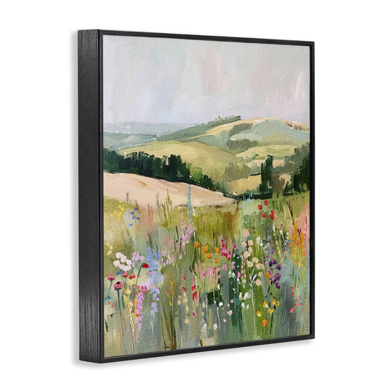  Pastel Countryside Meadows Giclee Art by RileyB, H 30 po x l 24 po, Giclée encadrée noir minuit
