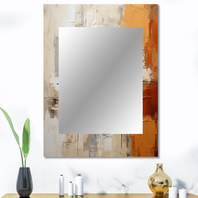 Gris, jaune, orange, impressions - abstrait, collage mural, miroir décoratif gris, impression d'art en métal