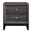 Table de chevet contemporaine gris pour chambre à coucher: poignées en métal, 2 tiroirs, chambre en faux bois en gris: bois d'ingénierie, poignées