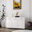 Grande table d'appoint grande capacité - blanc avec 3 portes et un superbe buffet de grande qualité