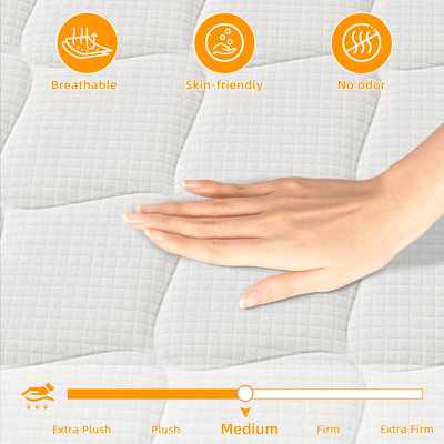 Matelas en mousse viscoélastique gélifiée ferme 10 po / 12 po / mi-ferme, en boîte, avec certification Certipur-Us.