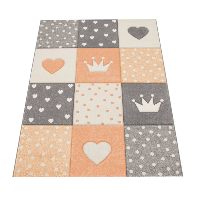 Alec Shaggy Apricot/Grey/White Rug, Rectangle 160 x 230cm