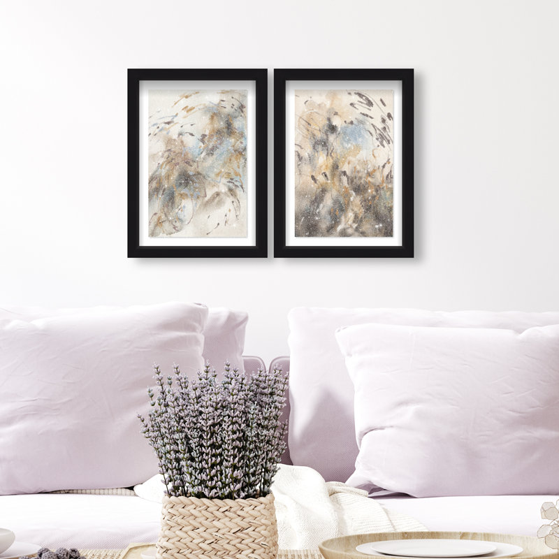 Mindfulness Set Shadowbox Abstract Print by Oliver Gal, Black Frame, 10 x 15, 51"H x 35"W, Black Shadowbox