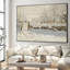 Paysage enneigé avec maisons et arbres, hiver classique, décoration murale très grande impression encadrée (assemblage requis)-105503614