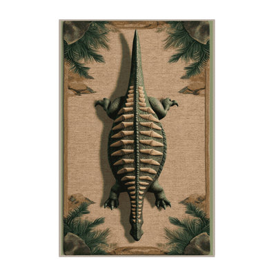 Machine Washable Dinosaurs Beige Area Rug
