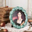Cadre photo en métal, cadre photo vert foncé avec détails de faux diamants, présentoir de table