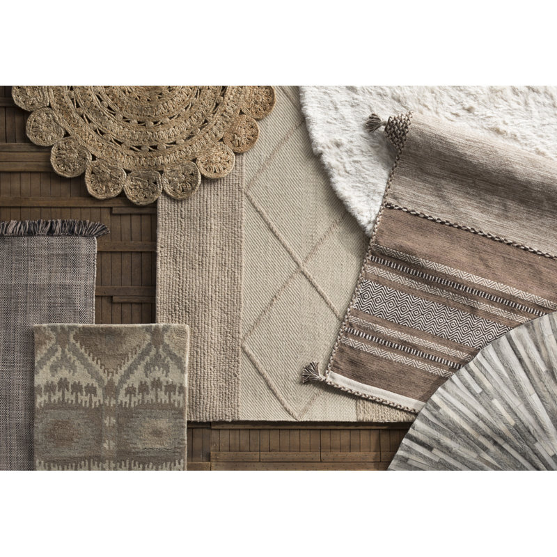 Tulane Natura Hand Woven Wool/Cotton Geometric Rug in Beige, Rectangle 11' x 15'