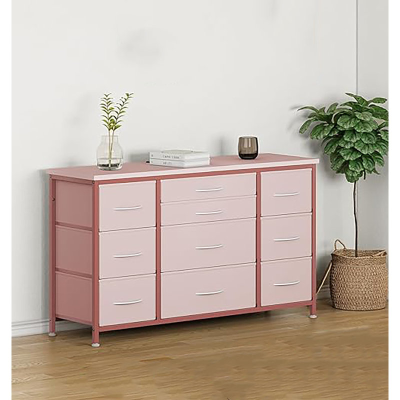 Alidus 121 cm W Chest of 10 Drawers, Pink