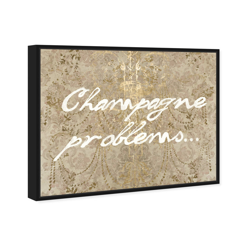 Champagne issues - Art textuel, H 30 po x l 36 po, Cadre flottant noir