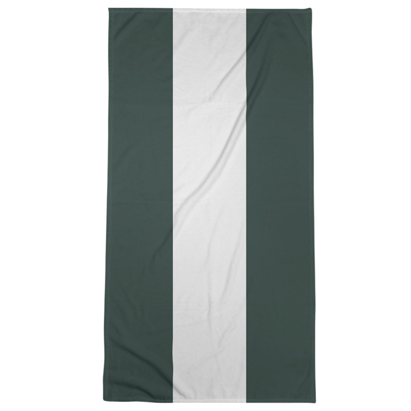 Cotton Blend Beach Towel, Green/White