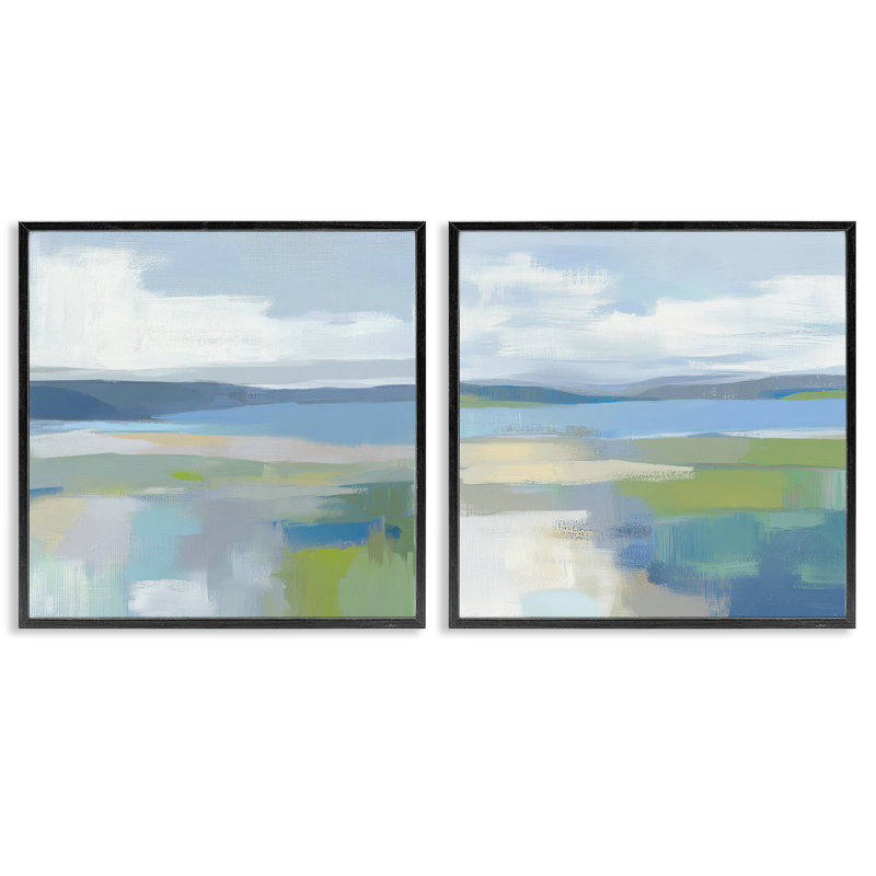 Ensemble de giclées encadrées brossées 2 pièces, par Mona Grace, H 12 po x l 24 po, Giclée encadrée noir minuit