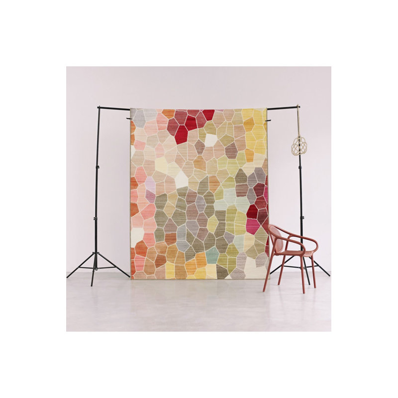 Tapis multicolore à motif de division de cristal décoratif moderne et lavable à la machine, Rectangle 2 pi 6 po x 4 pi 11 po