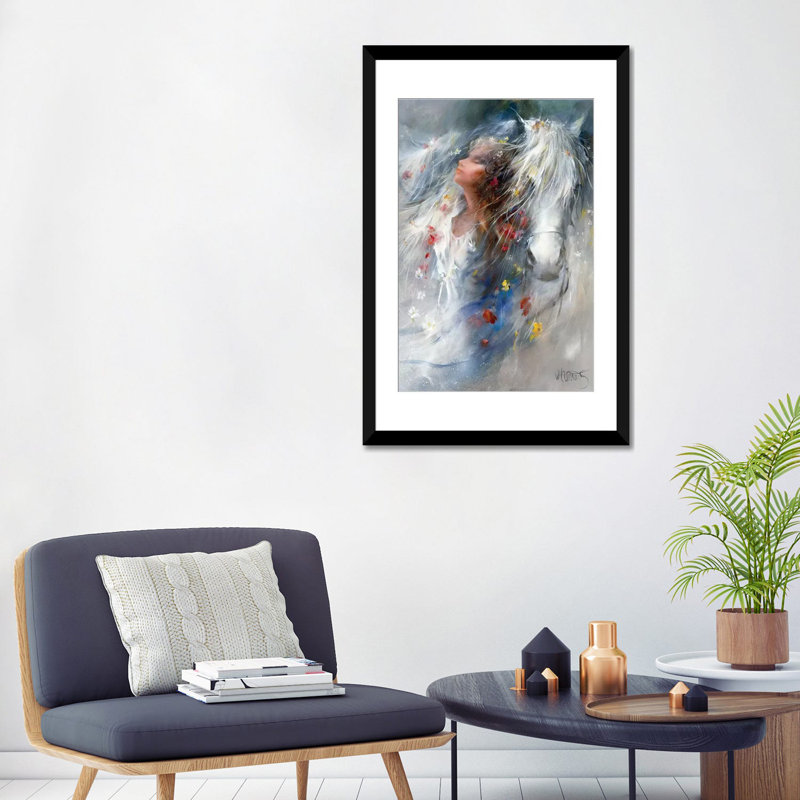 «Pensées», reproduction sur toile, Papier beaux-arts encadré noir, Blanc, H 24 po x l 16 po x P 1 po