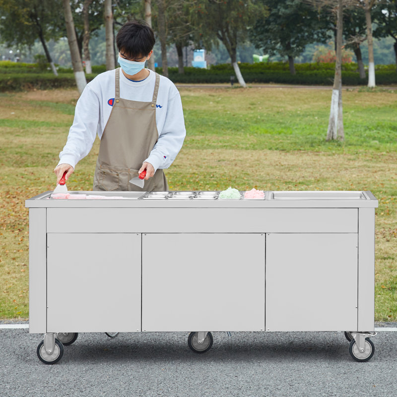 VEVOR Fried Ice Cream Roll Machine Rolled Ice Cream Maker 17.7x17.7 inch 2 Pans