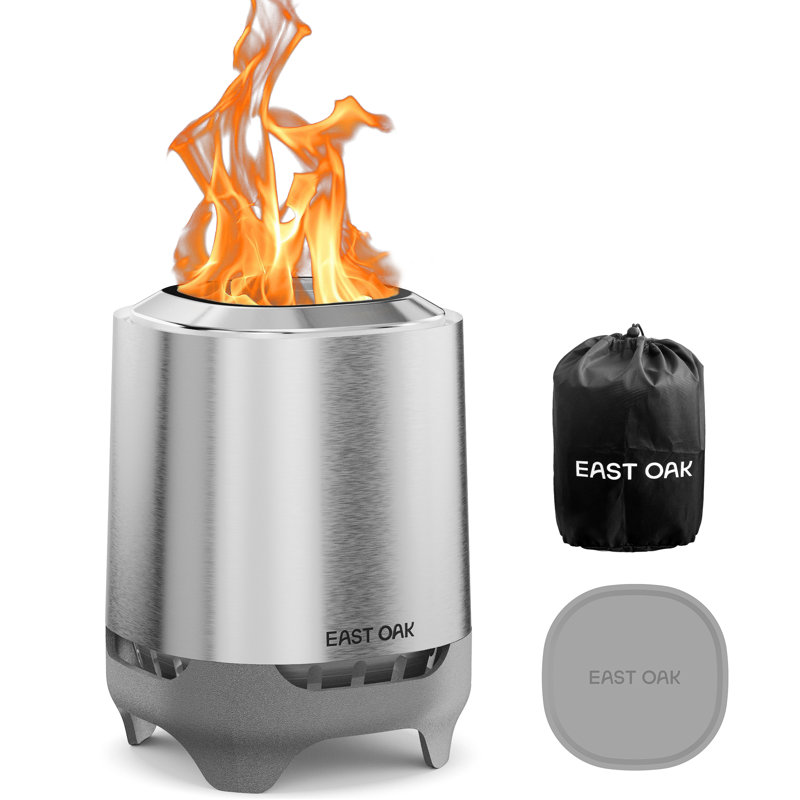 Silver Stainless Steel Mini Tabletop Fire Pit with Removable Ashtray
